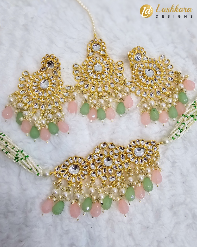 Lushkara Pastel Elegance Kundan Choker Set