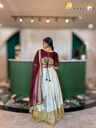 Lushkara Elegant Cream and Maroon Lehenga