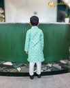 Lushkara Green and White Kids' Kurta Set