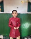 Lushkara Red and Gold Kids' Sherwani Set