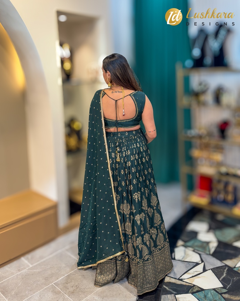 Lushkara Teal Embellished Lehenga Set