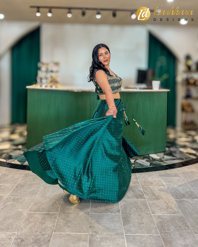 Lushkara Emerald Green Lehenga