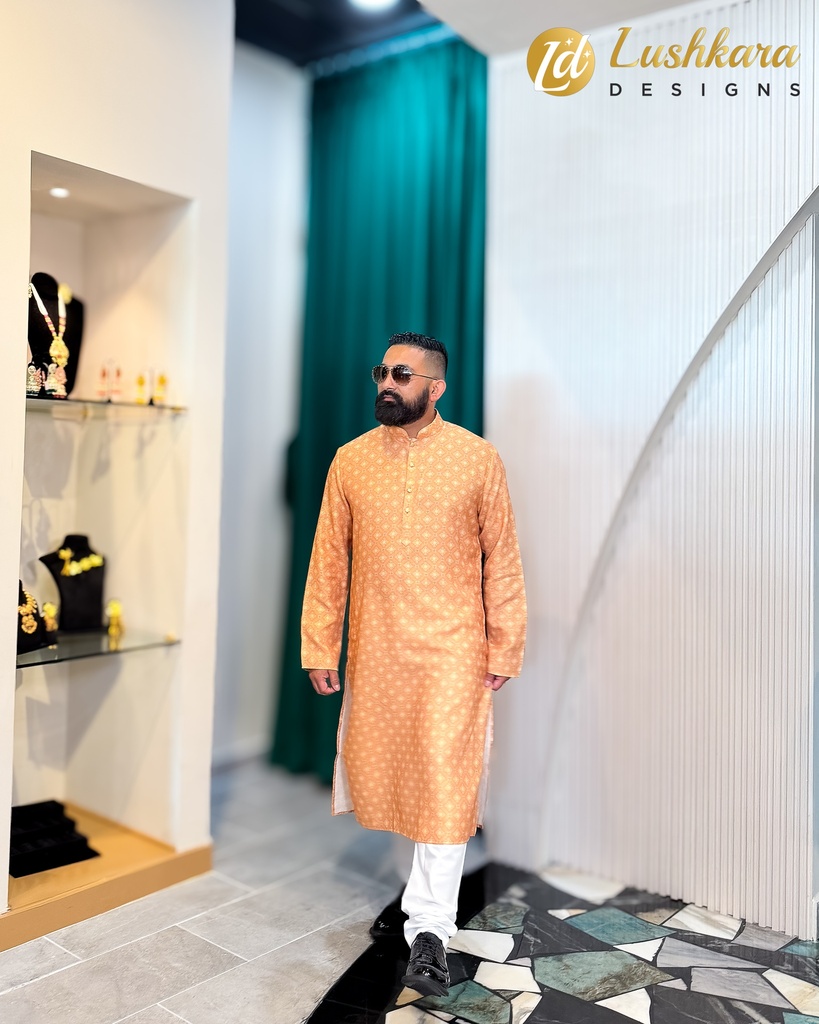 Lushkara Orange Festive Kurta for Men