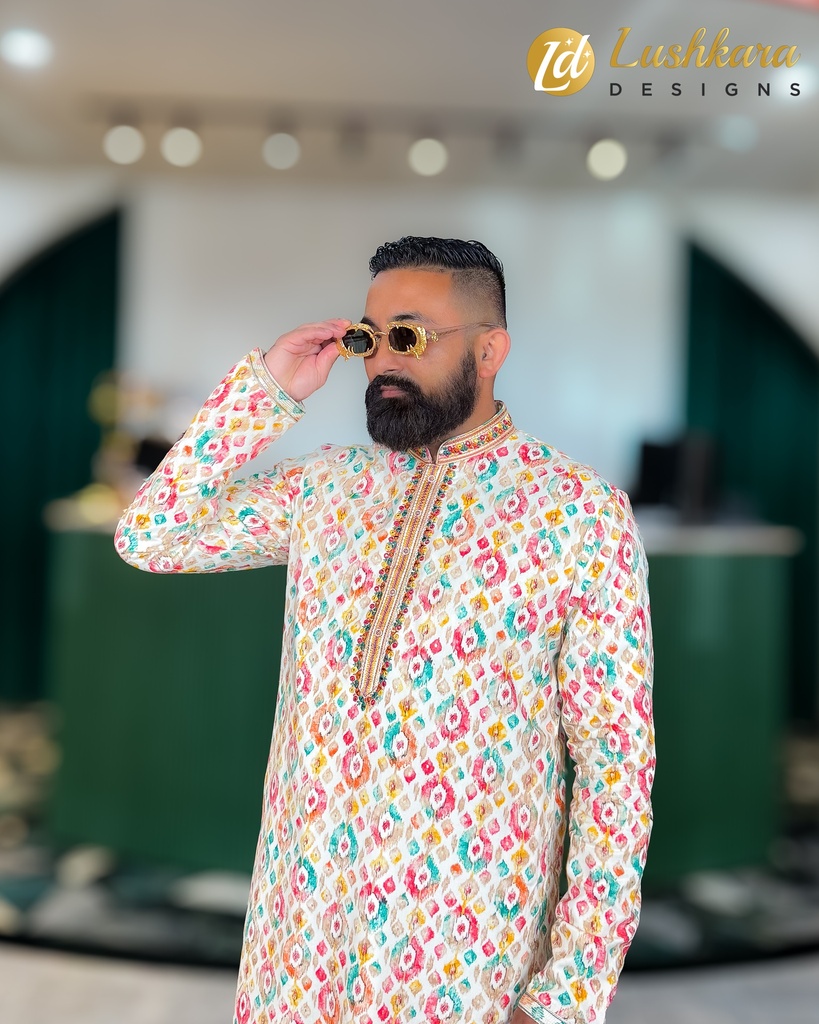 Lushkara Vibrant Multicolor Festive Kurta for Men