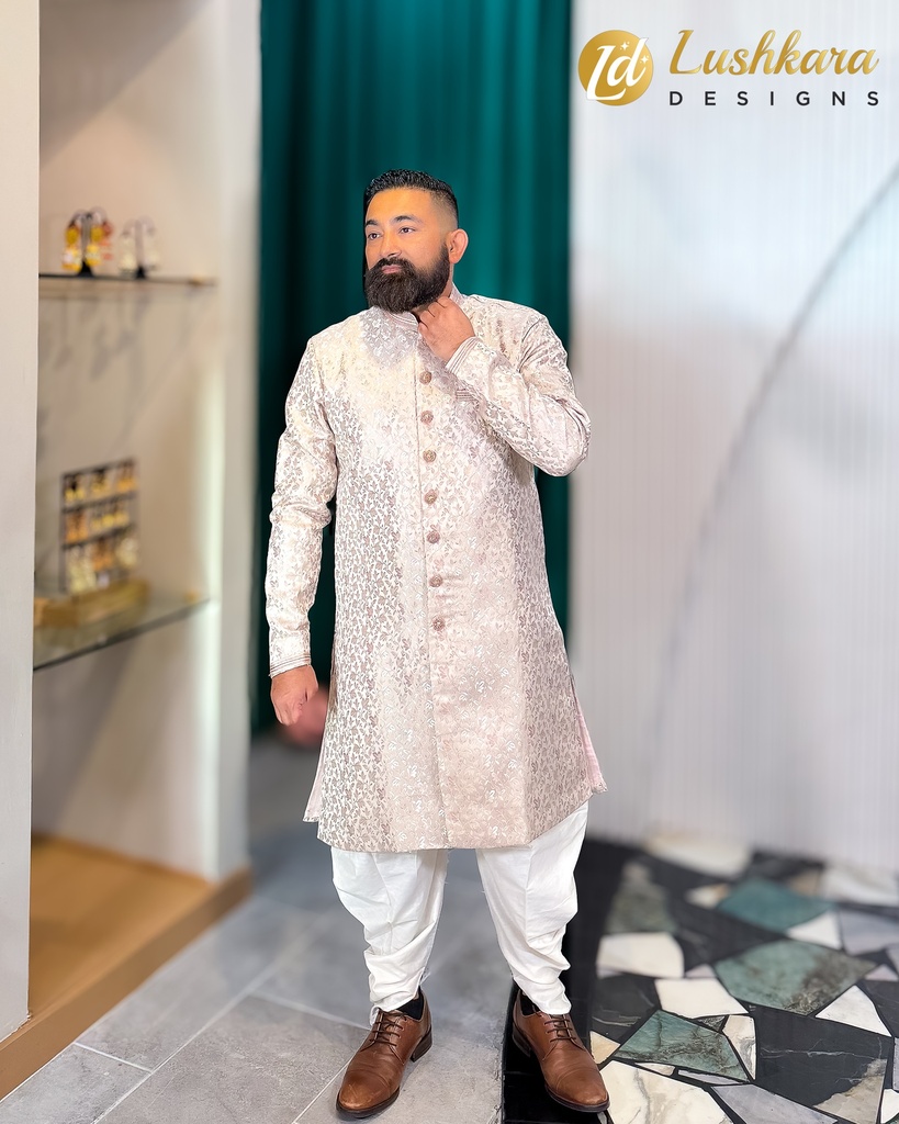 Lushkara Men's Regal Cream Sherwani