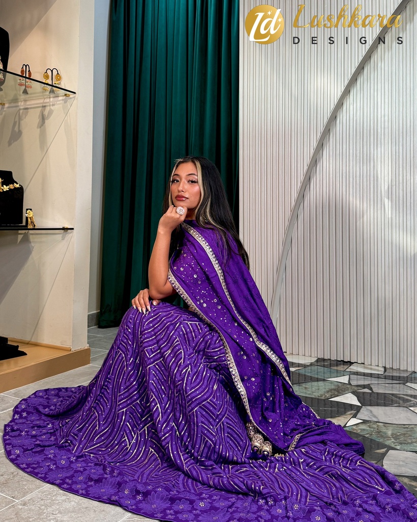 Lushkara Royal Purple Lehenga: A Glamorous Statement