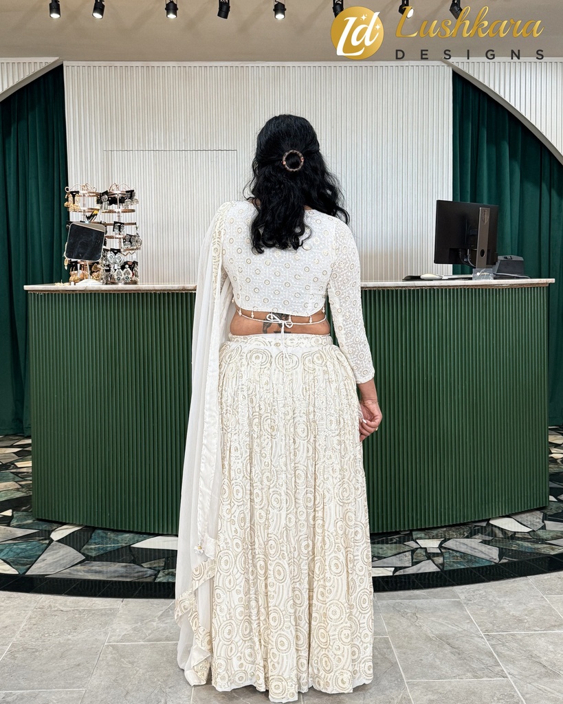 Lushkara Ivory Elegance Lehenga: Timeless Grace