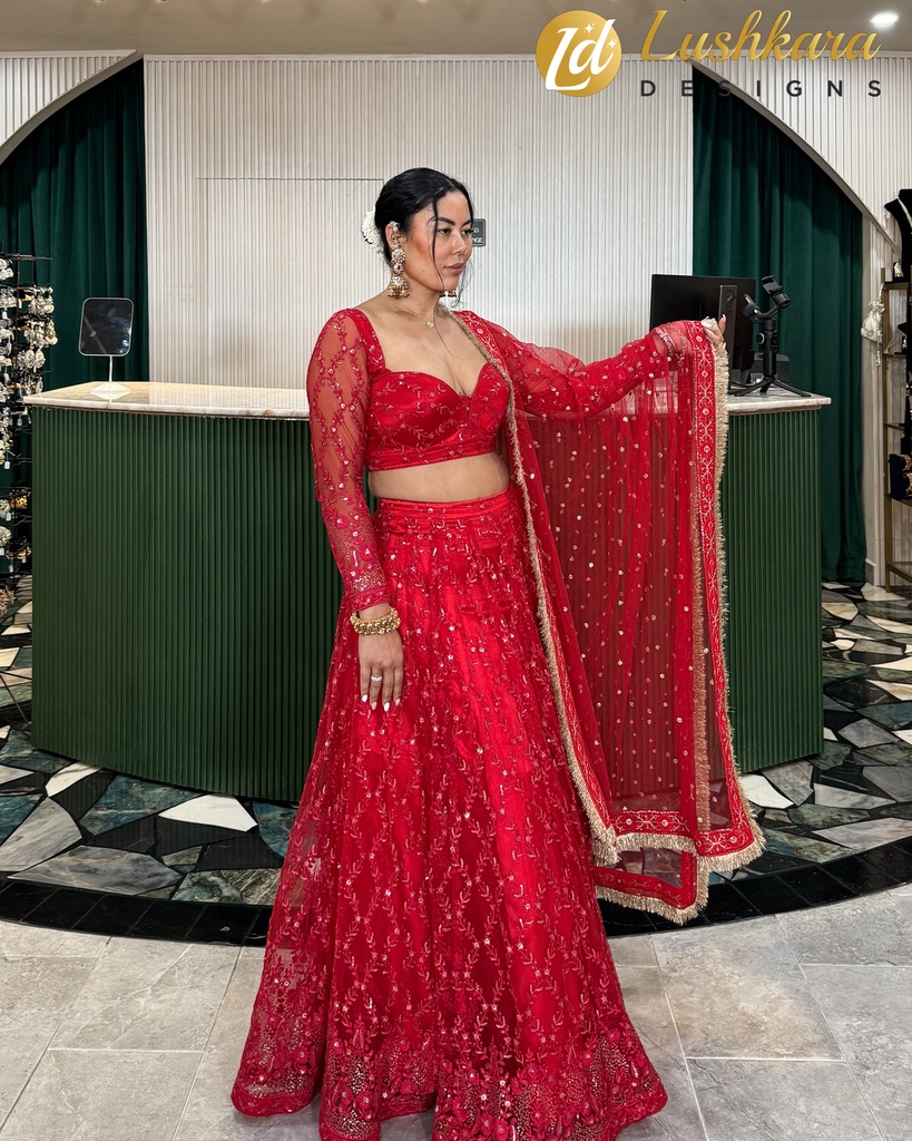 Lushkara Bridal Red Lehenga: Radiance in Tradition