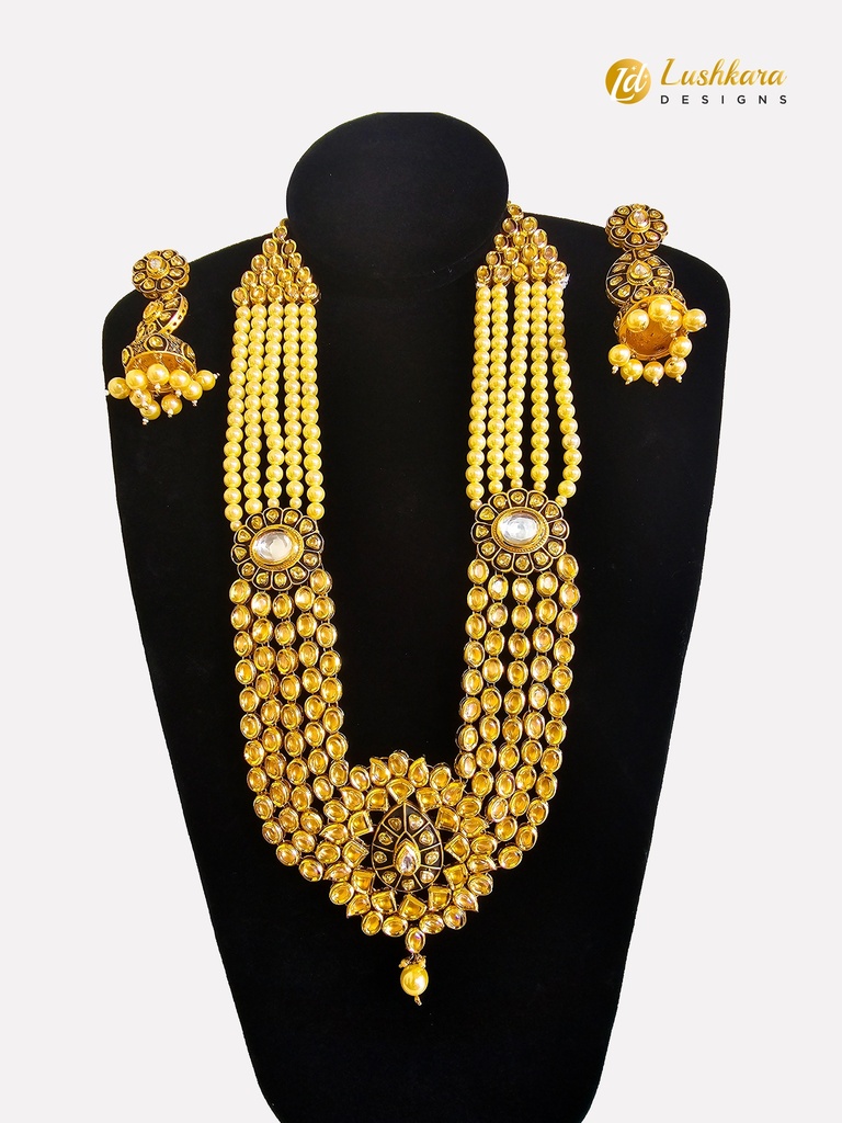 Lushkara Bridal Kundan Polki With Pearl Necklace Set