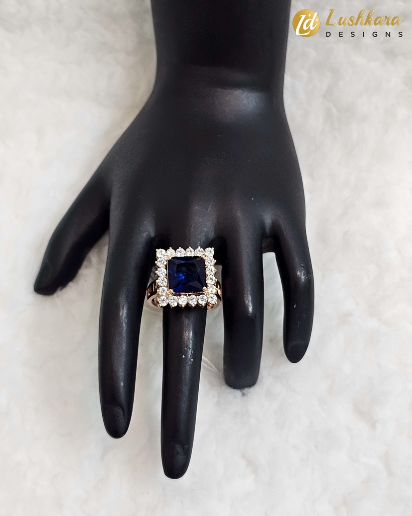 Lushkara Regal Blue Gemstone Halo Ring