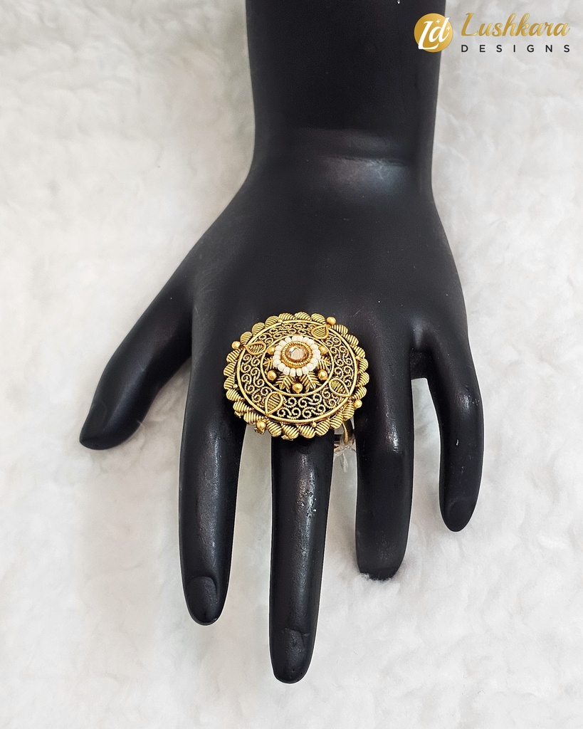 Lushkara Intricate Gold Filigree Ring