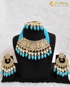 Lushkara Turquoise Beaded Kundan Necklace Set