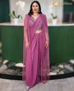 Lushkara Dusty Rose Cape Saree