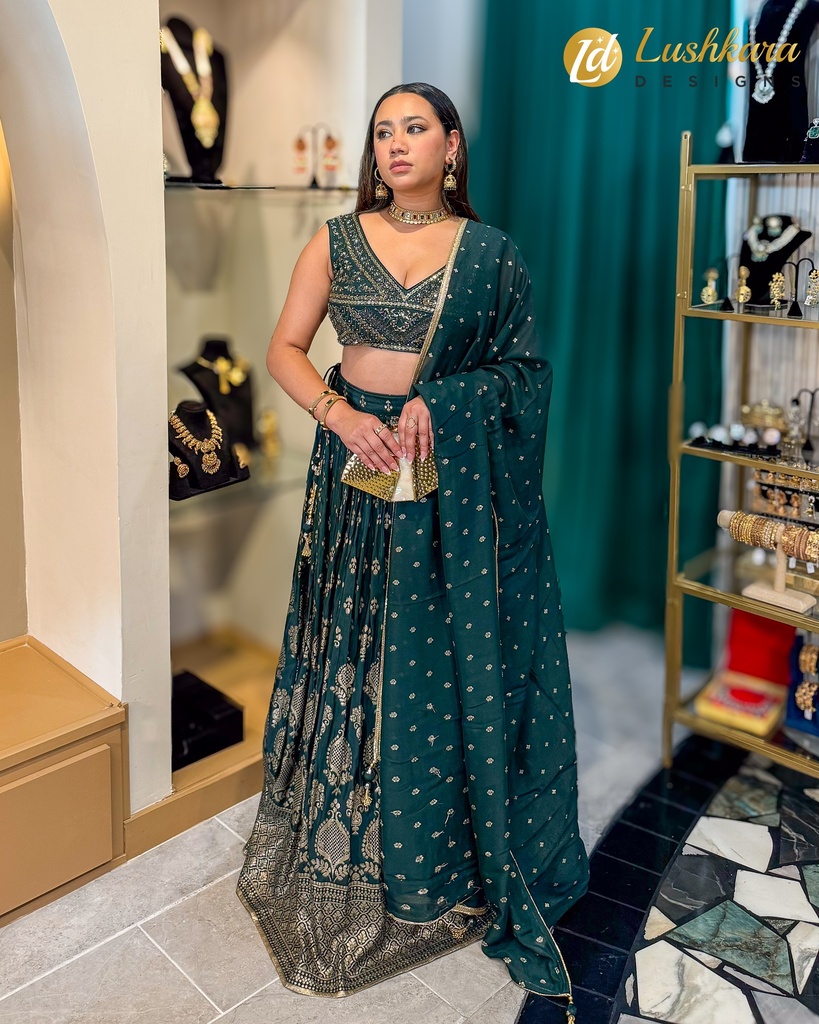 Lushkara Teal Embellished Lehenga Set