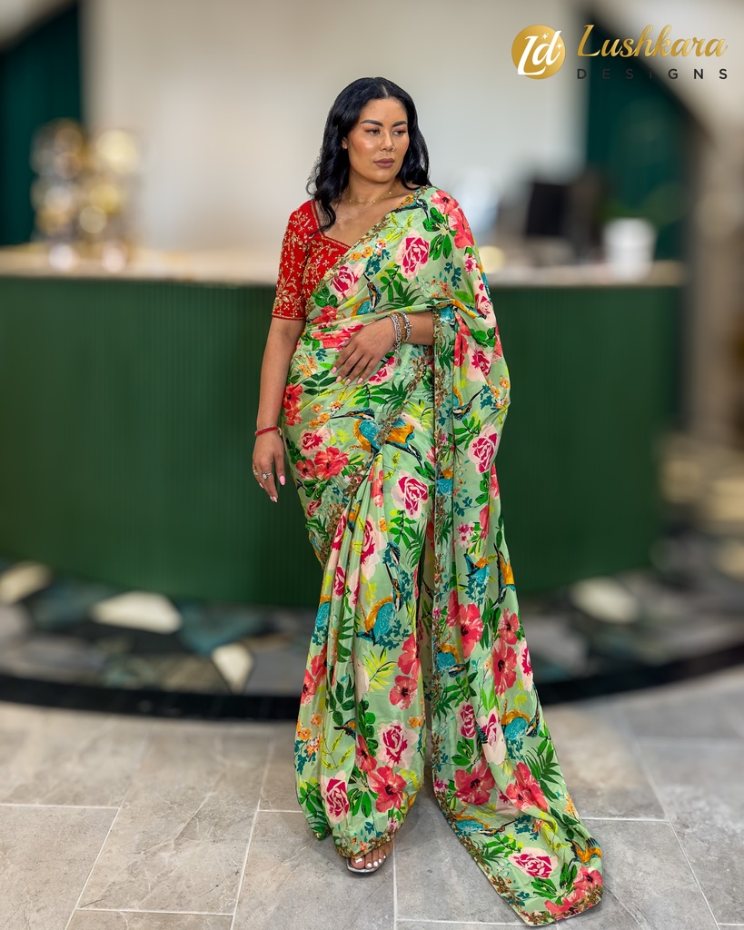 Lushkara Floral Elegance Saree