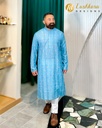 Lushkara Sky Blue Printed Kurta for Men