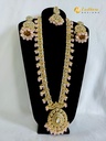Lushkara White Gold Kundan Necklace with Pink Beads Necklace Set