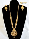 Lushkara Gold Pendant Necklace with White Stone
