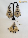 Lushkara Gold-toned Earring Adorned with Blue Stones and Pearls.