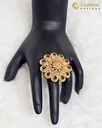 Lushkara Ornate Red and Green Gemstone Ring