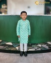 Lushkara Green and White Kids' Kurta Set