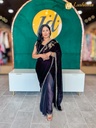 Lushkara Black Velvet and Gold Embroidered Saree Set