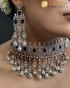 Lushkara Royal Pearl & Onyx Neckset: Majestic Grandeur