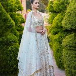 Lushkara Baby Blue Tissue Heavy Sequined Lehenga with Handwork Tassle in Blouse and Dupatta