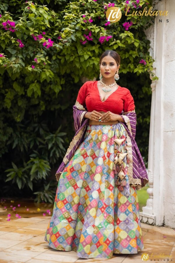 Lushkara Banarasi Silk Lehenga W/Russsian Silk Blouse And Dupatta With Heavy Laces & Latkans (Light) - Image 3