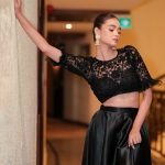 Lushkara Black Silk Lehenga with Heavy Sequin Indo Western Blouse