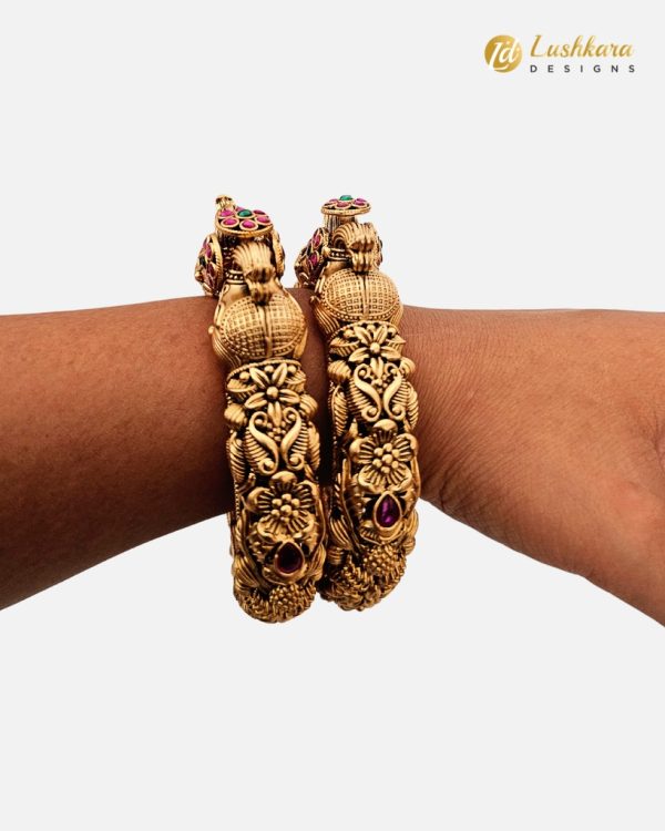 Lushkara Brass Bangle Set with Antique Work