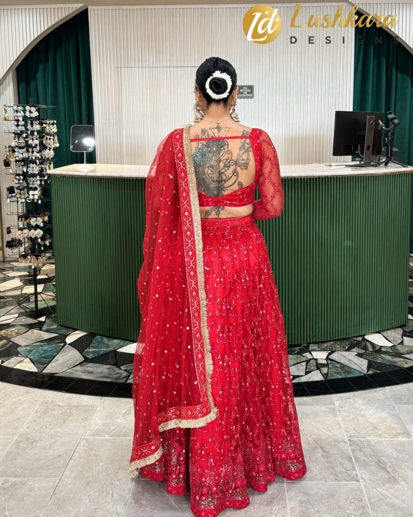 Lushkara Bridal Red Lehenga: Radiance in Tradition - Image 4