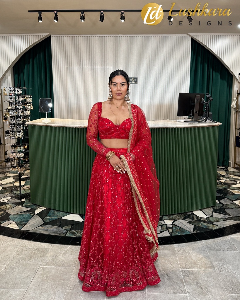 Lushkara Bridal Red Lehenga: Radiance in Tradition