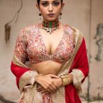 Lushkara Cotton Silk W/Thread Embroidery ; Georgette Shawl With Heavy Lace & Latkans (Red)