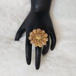 Lushkara Delicate Pink Kundan Floral Ring