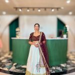 Lushkara Elegant Cream and Maroon Lehenga