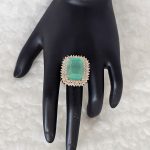 Lushkara Elegant Green Gemstone Halo Ring