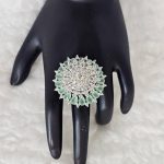 Lushkara Elegant Green and Clear Floral Ring