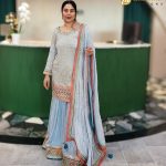 Lushkara Elegant Light Blue Embroidered Sharara Set