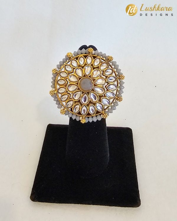 Lushkara Elegant Traditional Kundan Floral Ring