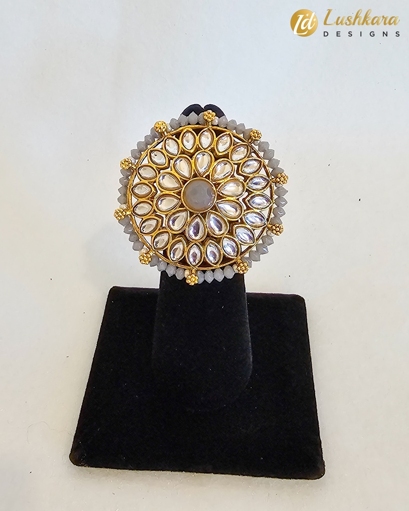 Lushkara Elegant Traditional Kundan Floral Ring