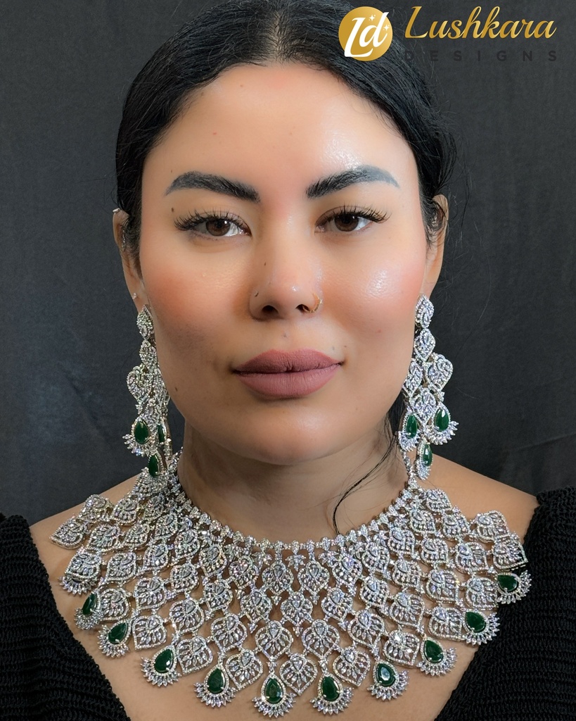 Lushkara Emerald Cascade Neckset: Majestic Allure