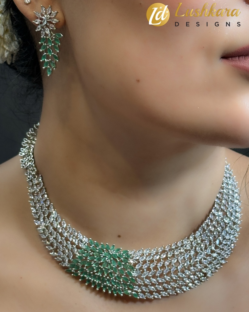 Lushkara Emerald Grace Neckset: Elegance Redefined