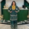 Lushkara Emerald Green and Mustard Embroidered Sharara Set - Image 2