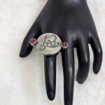 Lushkara Engraved Silver and Red Gemstone Ring