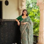 Lushkara Floral Sequine Embroided Organza Saree