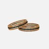 Lushkara Gold Beaded Bandle Green Stone in the Middle Bangle - Image 3