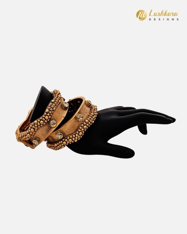 Lushkara Gold Beaded Openable Bangle