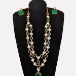 Lushkara Gold Kundan Necklace with Emerald Necklace Set