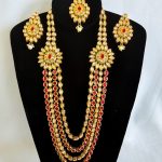 Lushkara Gold Kundan Red and White Necklace Set